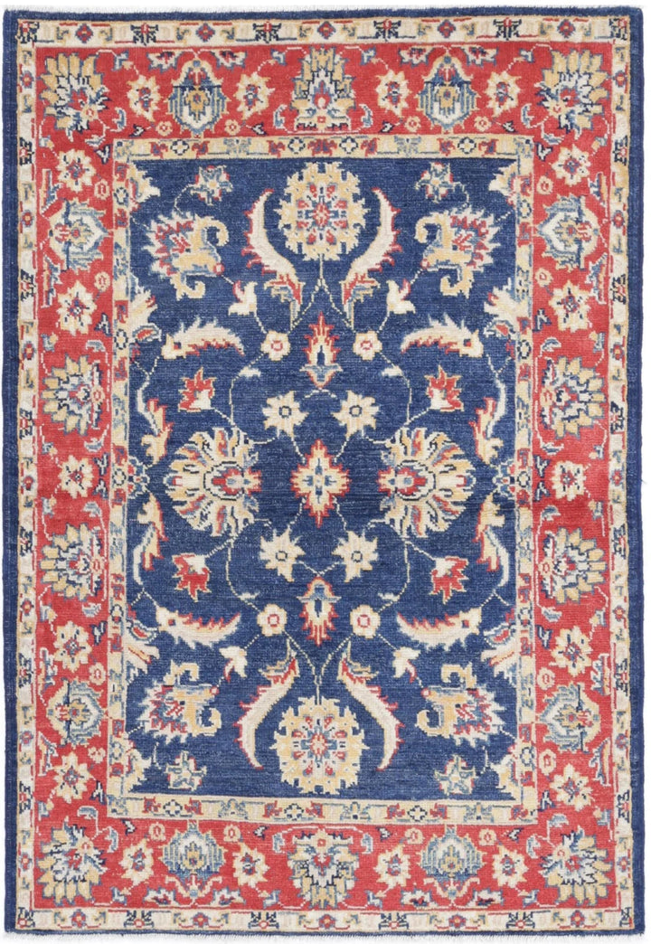 Blue Afghan Oriental Rug 3' 3" x 4' 10" Hand-Knotted | No. AT96501