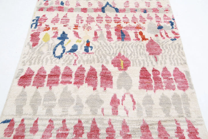 Moroccan Tribal Rug 4' 5" x 5' 10" Hand-Knotted | No. AT96519