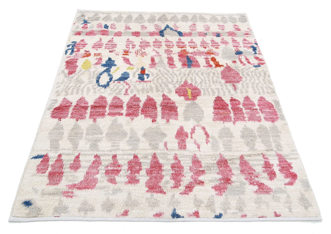 Moroccan Tribal Rug 4' 5" x 5' 10" Hand-Knotted | No. AT96519