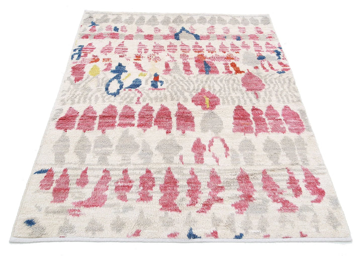 Moroccan Tribal Rug 4' 5" x 5' 10" Hand-Knotted | No. AT96519
