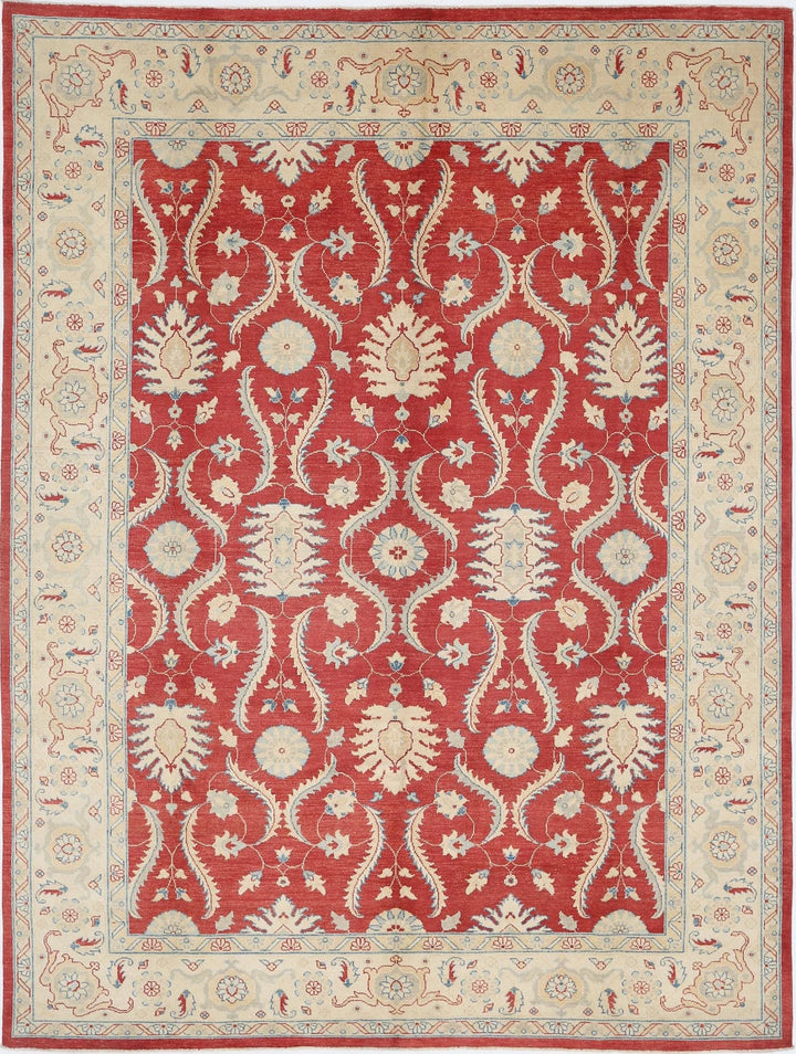 Rust Afghan Ziegler Rug 8' 10" x 11' 10" Hand-Knotted | No. AT96527