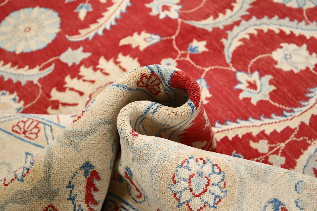 Rust Afghan Ziegler Rug 8' 10" x 11' 10" Hand-Knotted | No. AT96527