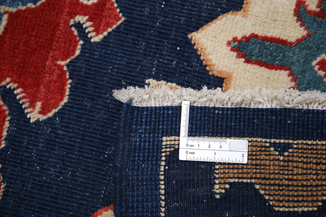 Blue Afghan Ziegler Rug 4' 0" x 6' 0" Hand-Knotted | No. AT96548