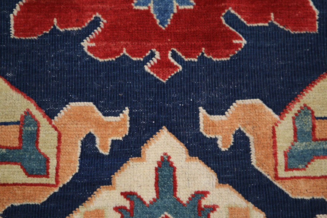 Blue Afghan Ziegler Rug 4' 0" x 6' 0" Hand-Knotted | No. AT96548