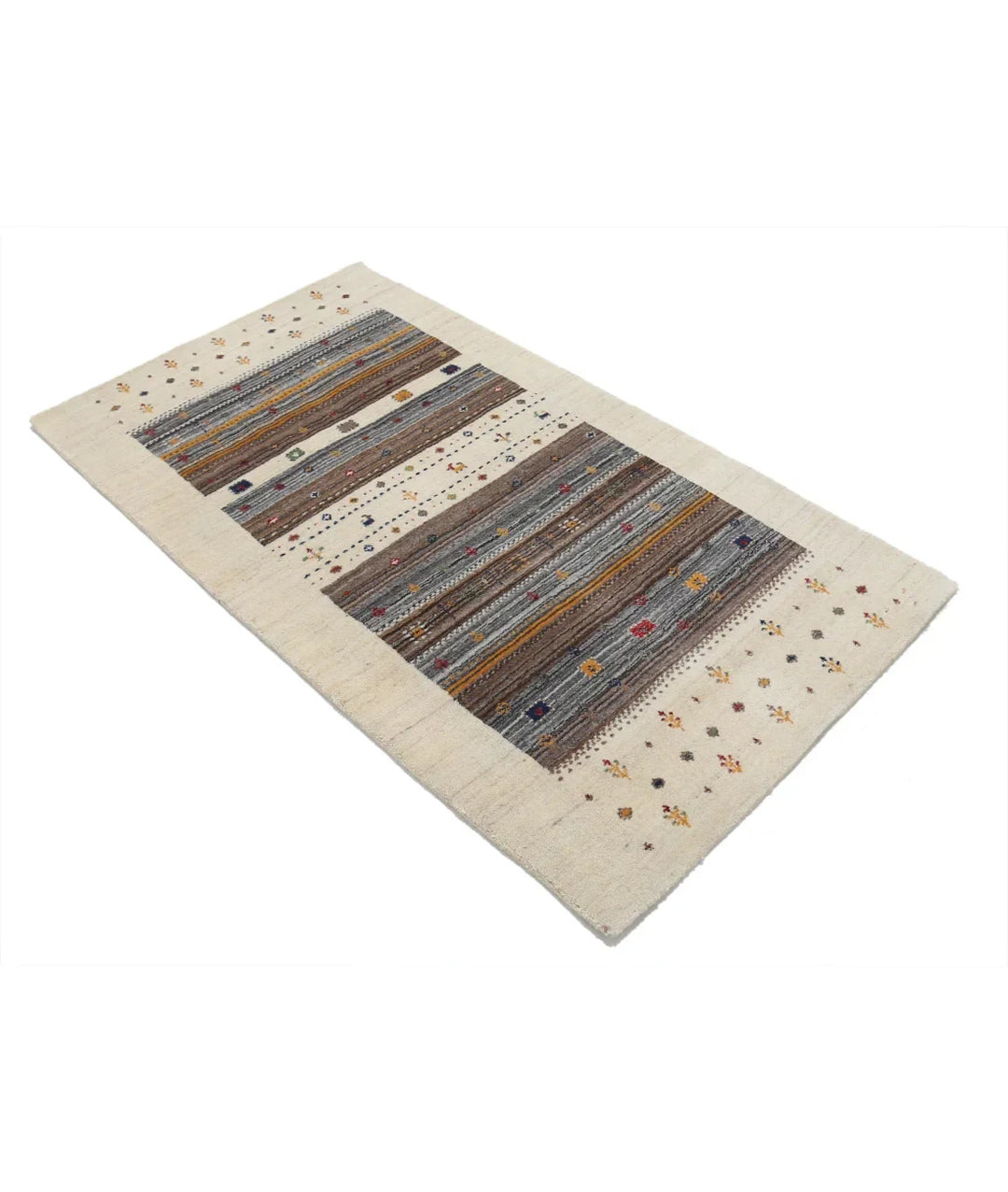Ivory Indian Oriental Rug 3' 0" x 5' 3" Hand-Knotted | No. AT96562