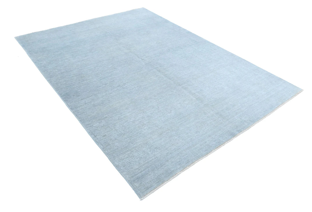 Grey Afghan Overdye Rug 6' 1" x 8' 4" Hand-Knotted | No. AT96581