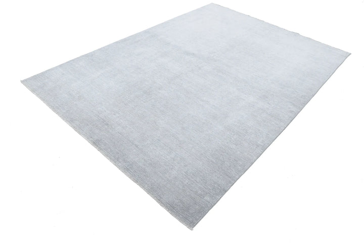 Grey Afghan Overdye Rug 6' 1" x 8' 4" Hand-Knotted | No. AT96581