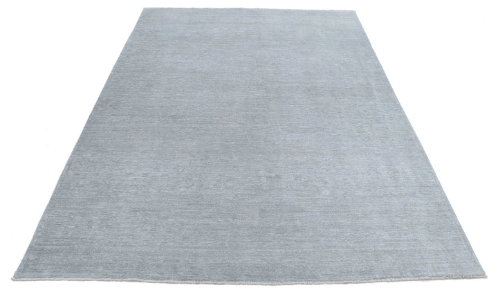 Grey Afghan Overdye Rug 6' 1" x 8' 4" Hand-Knotted | No. AT96581