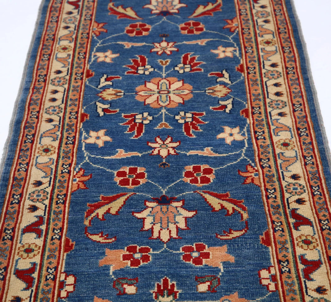 Blue Afghan Ziegler Rug 2' 7" x 9' 8" Hand-Knotted | No. AT96695