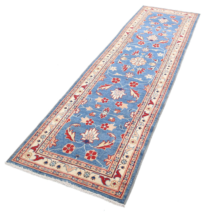 Blue Afghan Ziegler Rug 2' 7" x 9' 8" Hand-Knotted | No. AT96695