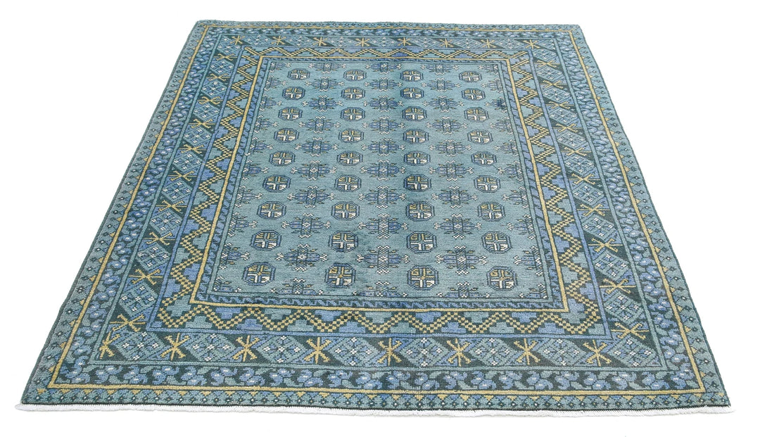 Afghan Akcha Revival Rug 5' 2" x 6' 2" Hand-Knotted | No. AT96779