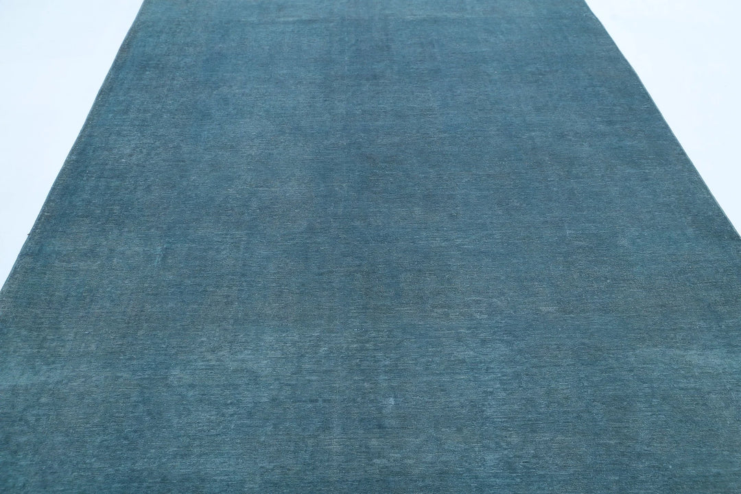 Teal Afghan Overdye Rug 6'10" x 9'10" Hand-Knotted | No. AT96841