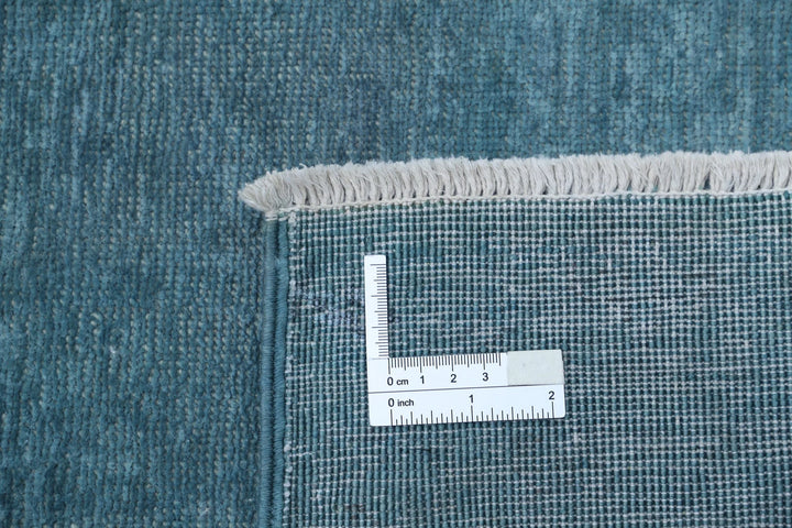 Teal Afghan Overdye Rug 6'10" x 9'10" Hand-Knotted | No. AT96841