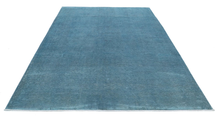 Teal Afghan Overdye Rug 6'10" x 9'10" Hand-Knotted | No. AT96841