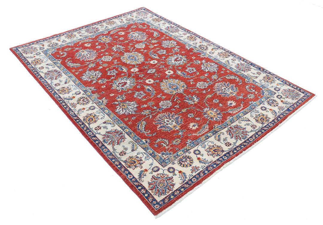 Afghan Ziegler Farhan Rug 4' 8" x 6' 3" Hand-Knotted | No. AT96917