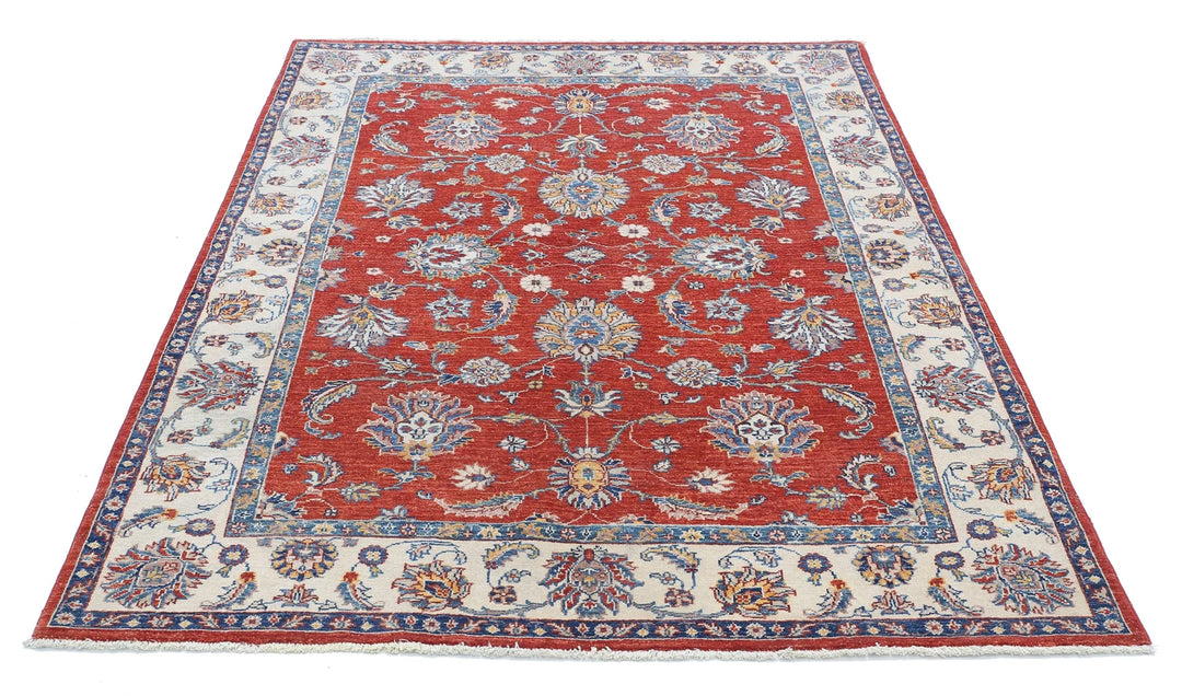 Afghan Ziegler Farhan Rug 4' 8" x 6' 3" Hand-Knotted | No. AT96917