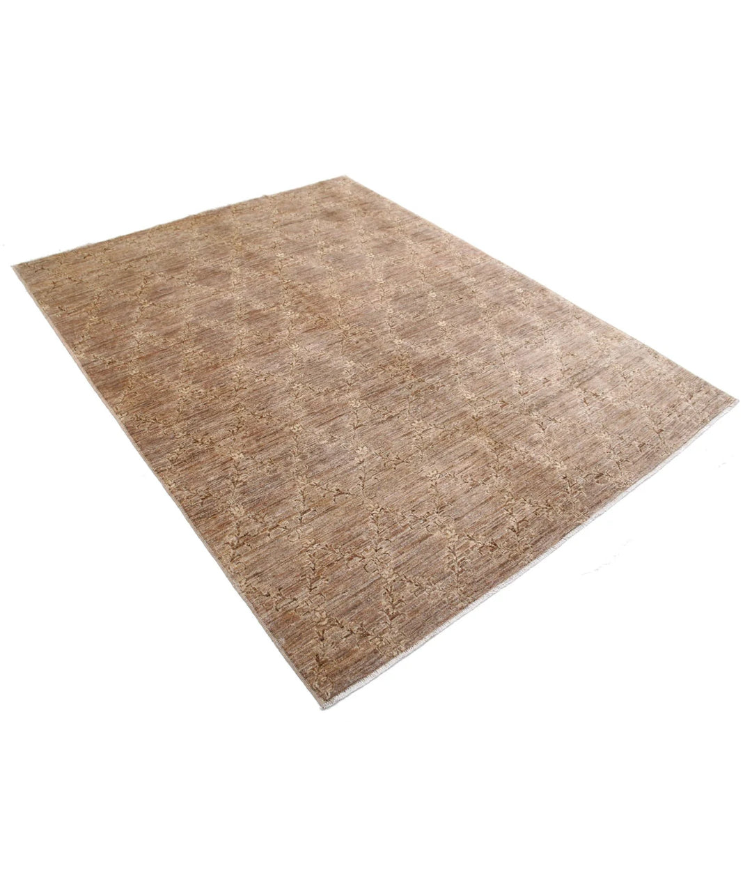 Beige Afghan Modcar Rug 5' 10" x 7' 9" Hand-Knotted | No. AT96982