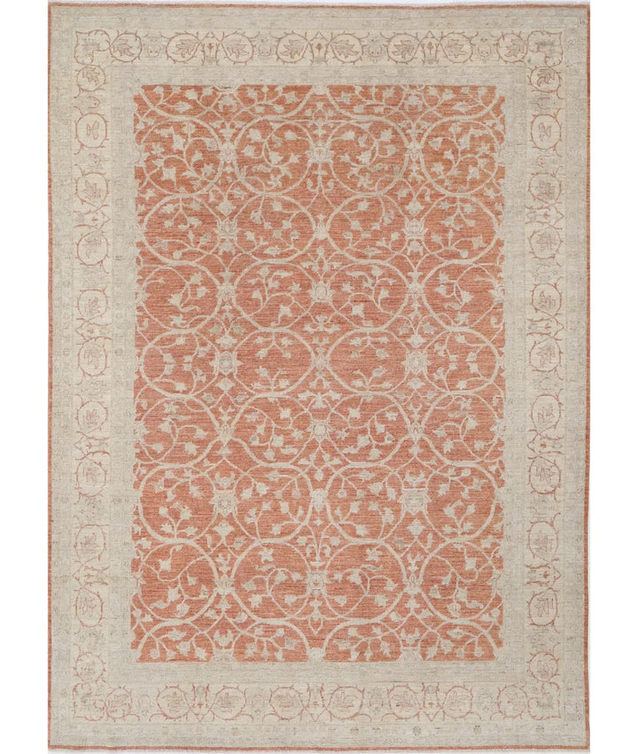 Orange Afghan Ziegler Rug 8' 0" x 11' 2" Hand-Knotted | No. AT97107
