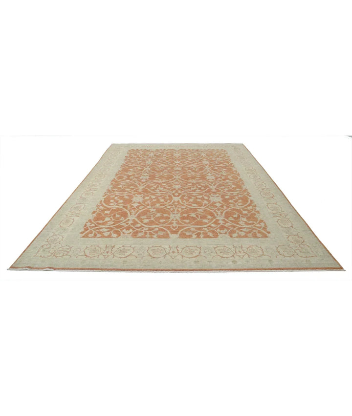Orange Afghan Ziegler Rug 8' 0" x 11' 2" Hand-Knotted | No. AT97107