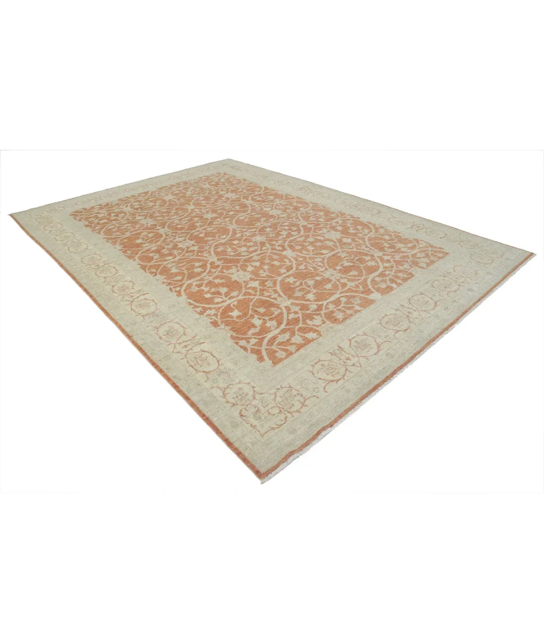 Orange Afghan Ziegler Rug 8' 0" x 11' 2" Hand-Knotted | No. AT97107