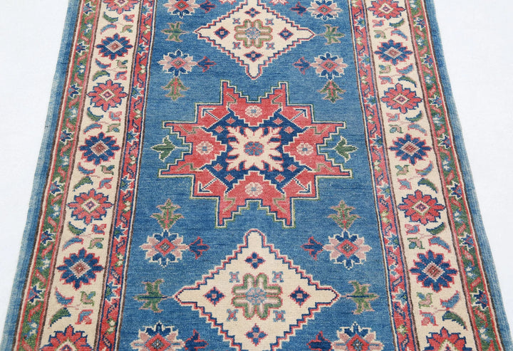 Afghan Tribal Kazak Rug 3' 2" x 4' 10" Hand-Knotted | No. AT97115