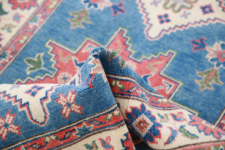 Afghan Tribal Kazak Rug 3' 2" x 4' 10" Hand-Knotted | No. AT97115
