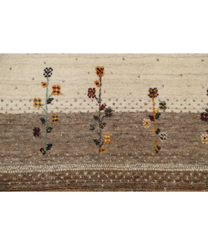 Ivory Indian Oriental Rug 4' 8" x 6' 7" Hand-Knotted | No. AT97186