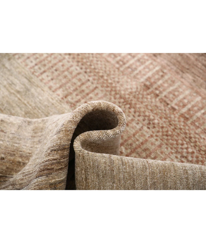 Beige Afghan Modcar Rug 4' 5" x 6' 6" Hand-Knotted | No. AT97234