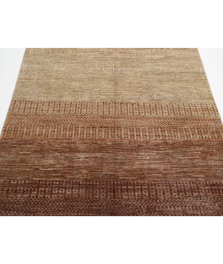 Beige Afghan Modcar Rug 4' 5" x 6' 6" Hand-Knotted | No. AT97234