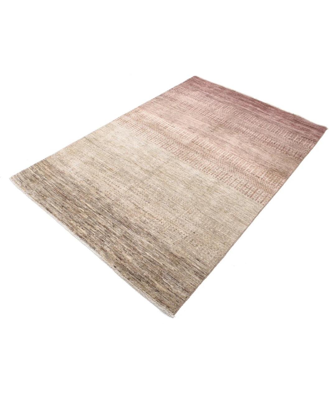 Beige Afghan Modcar Rug 4' 5" x 6' 6" Hand-Knotted | No. AT97234