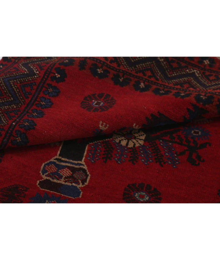 Red Afghan Baluchi Rug 2' 10" x 4' 8" Hand-Knotted | No. AT97238