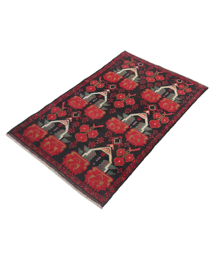 Red Afghan Baluchi Rug 2' 10" x 4' 6" Hand-Knotted | No. AT97406