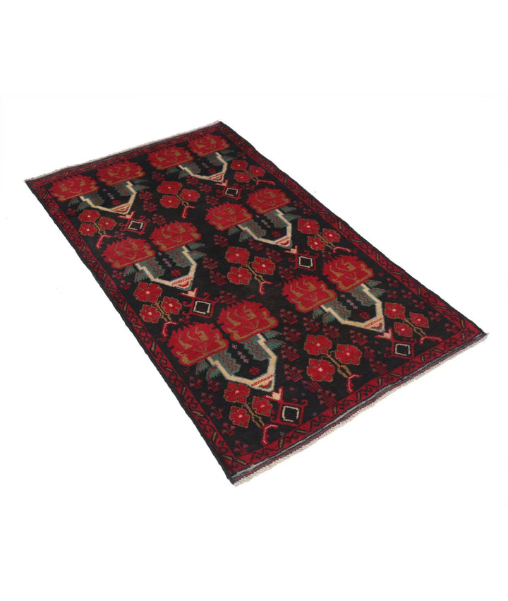 Red Afghan Baluchi Rug 2' 10" x 4' 6" Hand-Knotted | No. AT97406