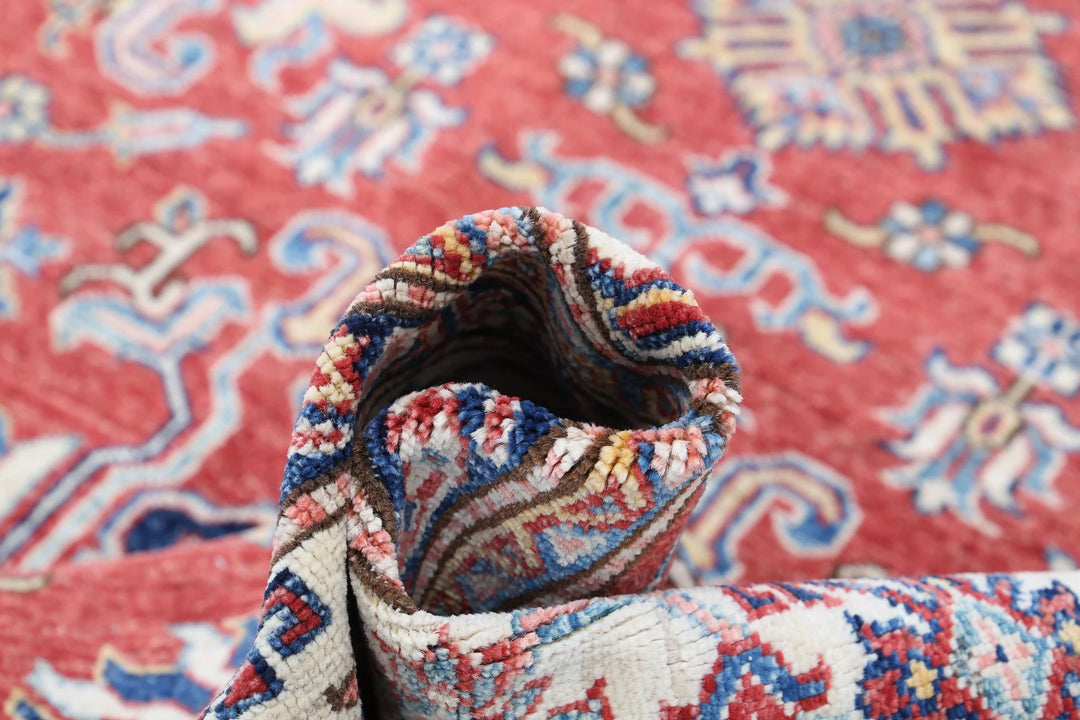 Afghan Royal Kazak Rug 5' 8" x 8' 3" Hand-Knotted | No. AT97562