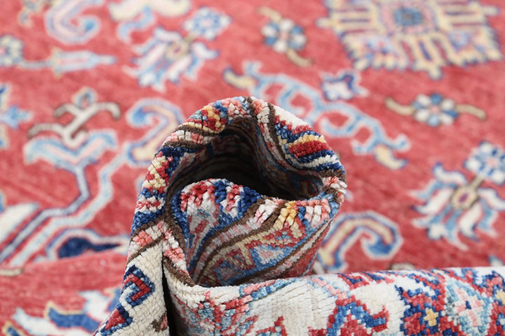 Afghan Royal Kazak Rug 5' 8" x 8' 3" Hand-Knotted | No. AT97562