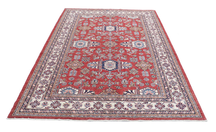 Afghan Royal Kazak Rug 5' 8" x 8' 3" Hand-Knotted | No. AT97562