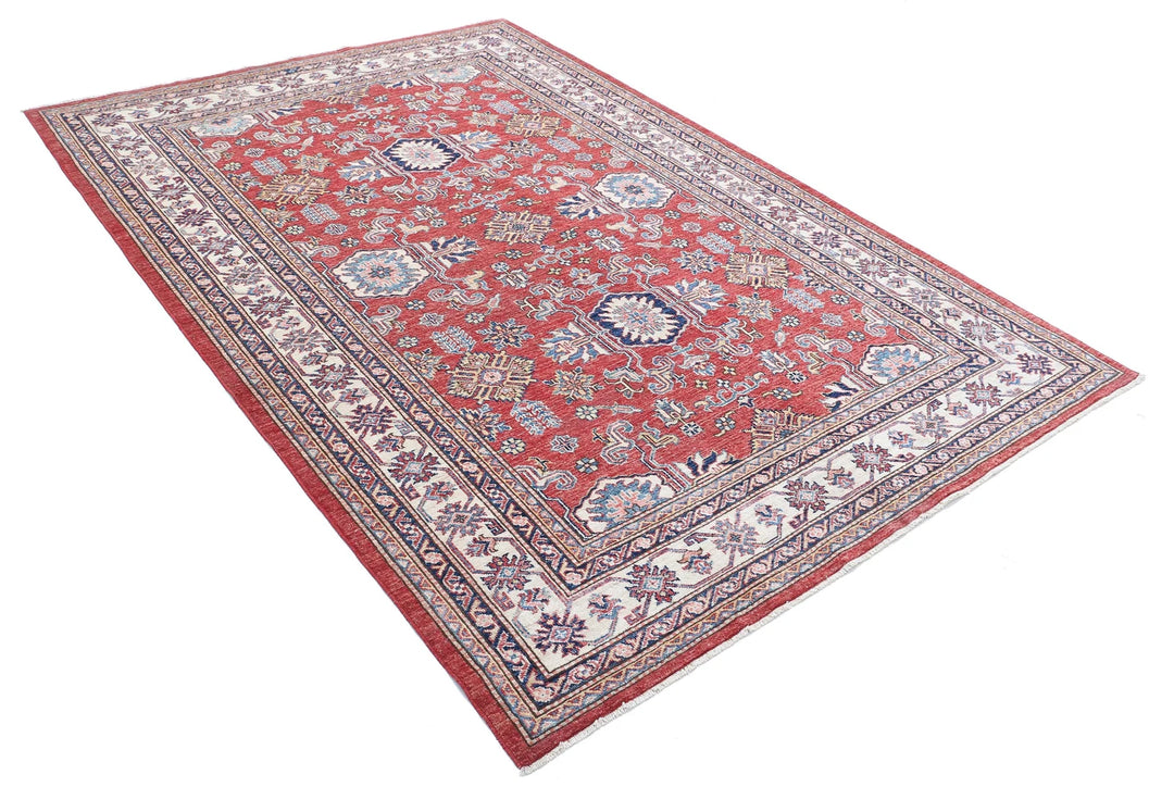 Afghan Royal Kazak Rug 5' 8" x 8' 3" Hand-Knotted | No. AT97562