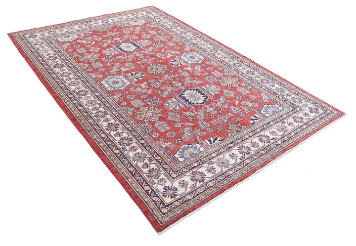 Afghan Royal Kazak Rug 5' 8" x 8' 3" Hand-Knotted | No. AT97562