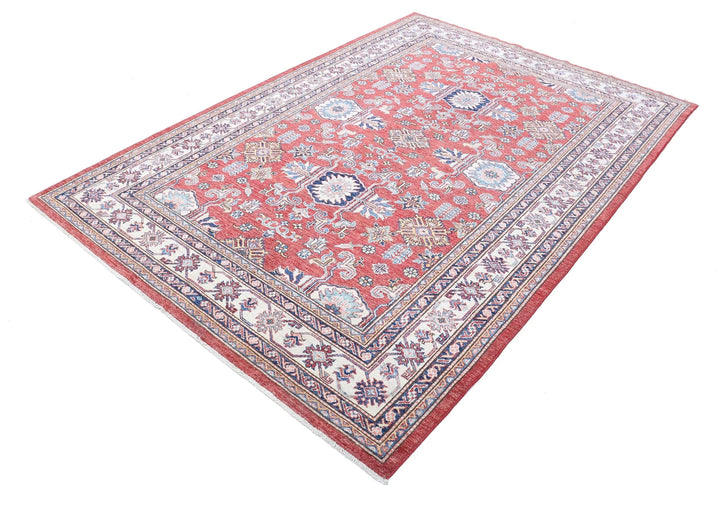 Afghan Royal Kazak Rug 5' 8" x 8' 3" Hand-Knotted | No. AT97562