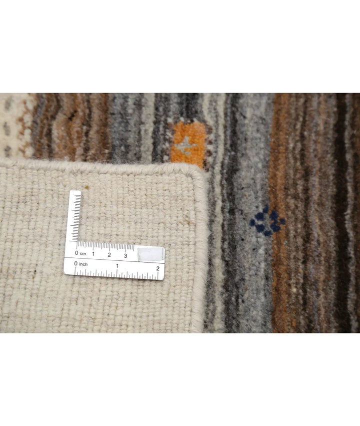 Ivory Indian Oriental Rug 4' 0" x 5' 11" Hand-Knotted | No. AT97640