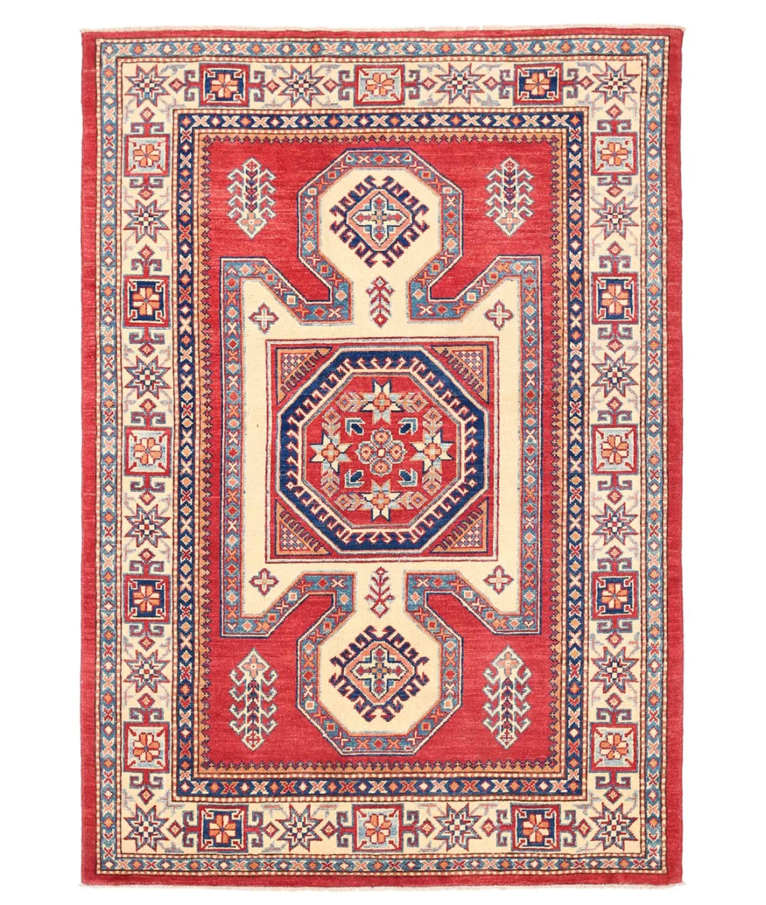 Afghan Kazak Rug 4' 8" x 6' 8" Hand-Knotted | No. AT97712