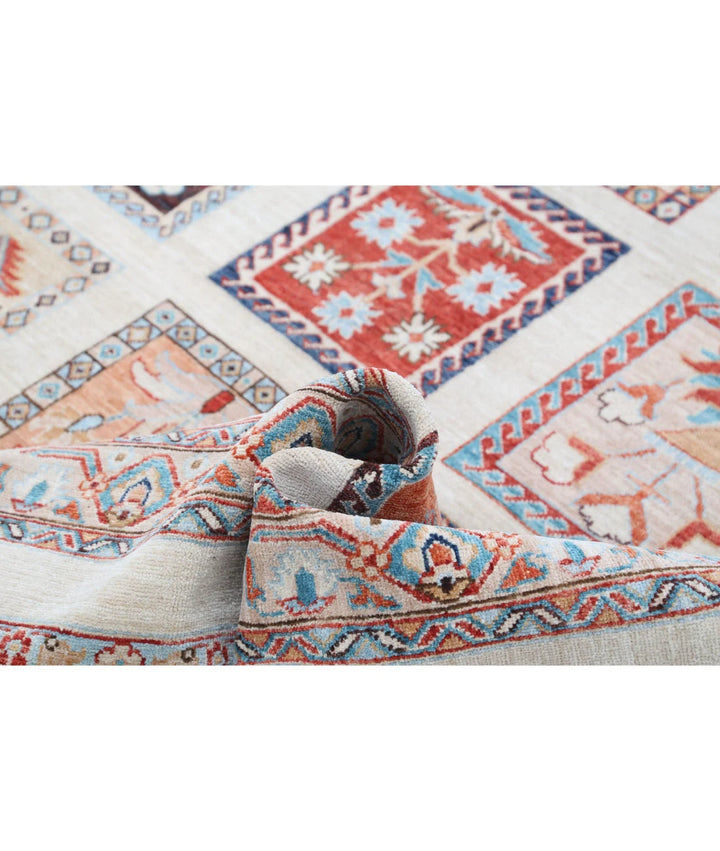 Ivory Afghan Bakhtiari Rug 8' 10" x 11' 3" Hand-Knotted | No. AT97721