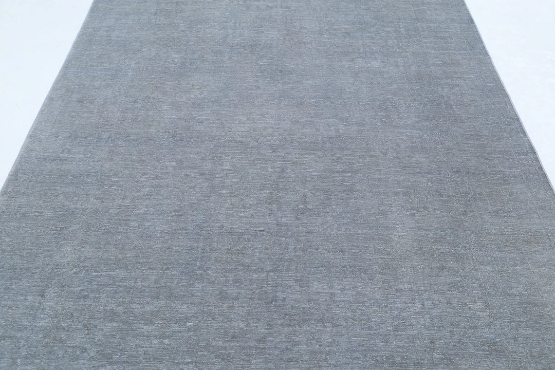 Grey Afghan Overdye Rug 6' 1" x 10' 8" Hand-Knotted | No. AT97769