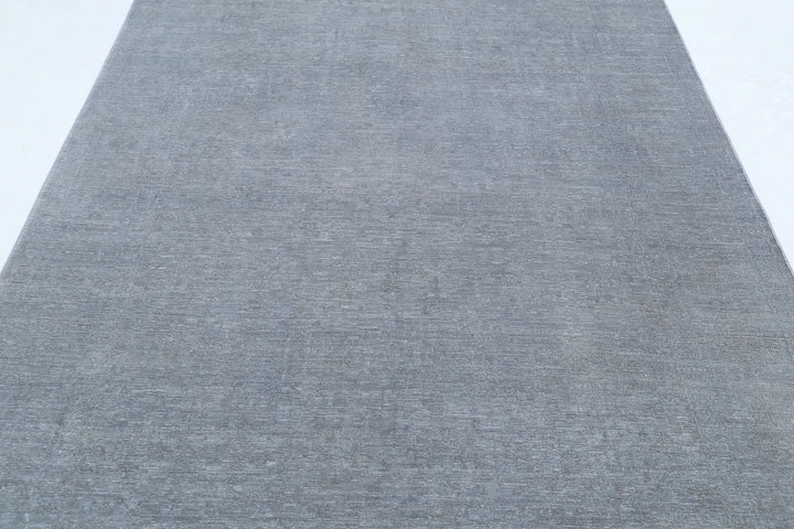 Grey Afghan Overdye Rug 6' 1" x 10' 8" Hand-Knotted | No. AT97769