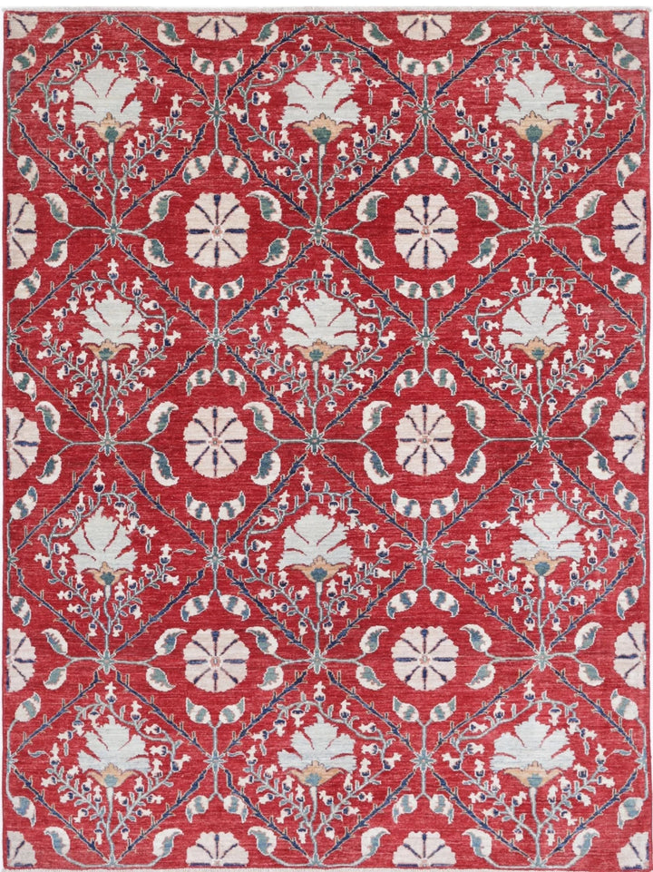 Afghan Oriental Rug 5' 6" x 7' 6" Hand-Knotted | No. AT98009