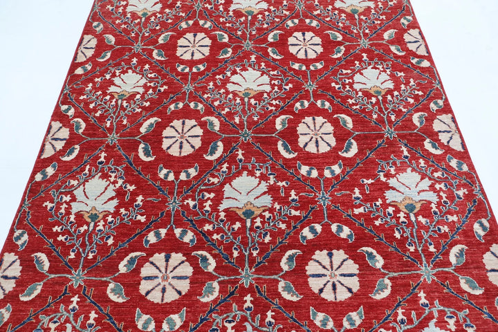 Afghan Oriental Rug 5' 6" x 7' 6" Hand-Knotted | No. AT98009