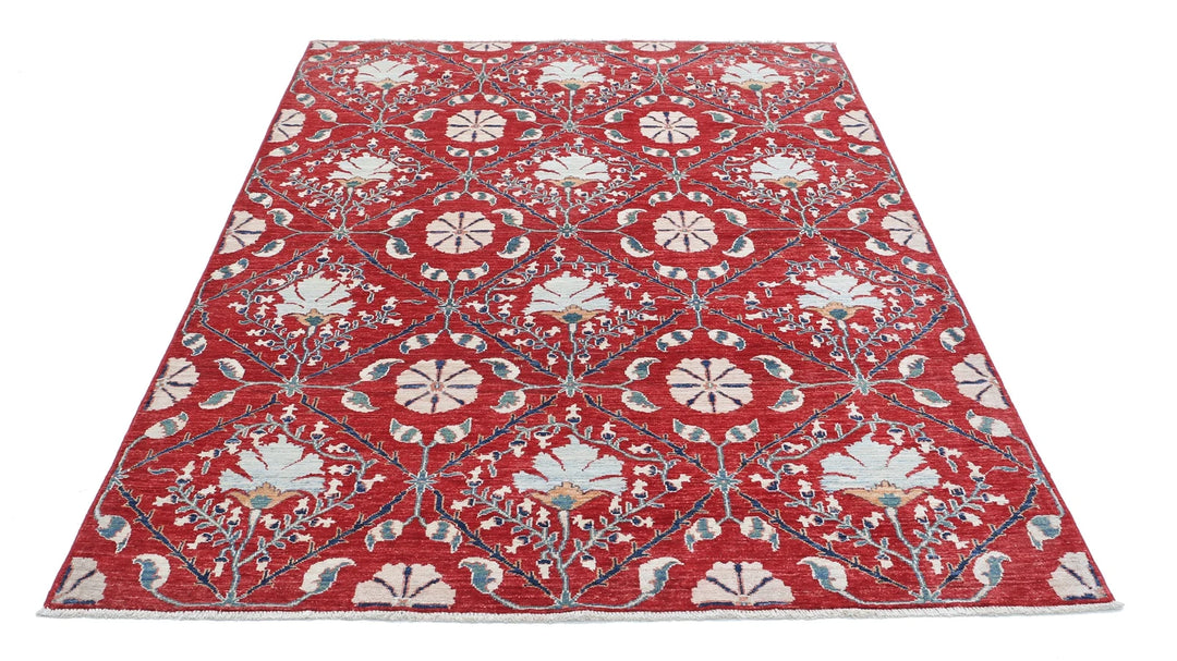 Afghan Oriental Rug 5' 6" x 7' 6" Hand-Knotted | No. AT98009