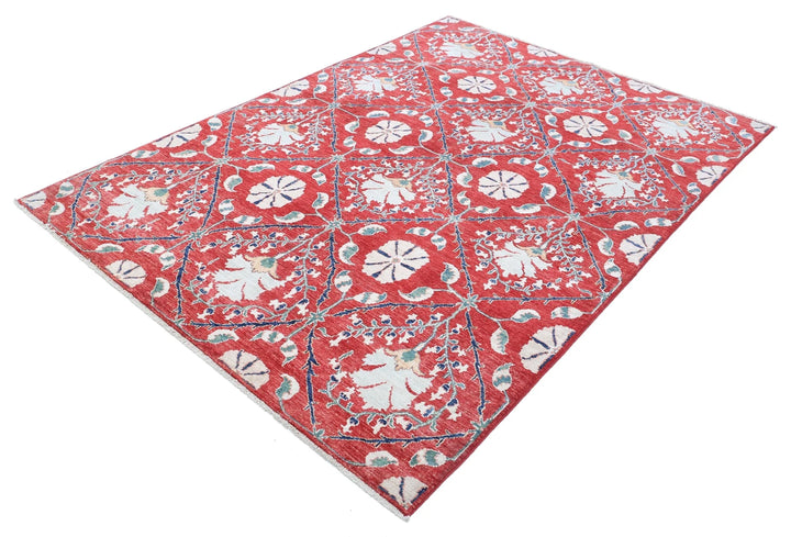 Afghan Oriental Rug 5' 6" x 7' 6" Hand-Knotted | No. AT98009