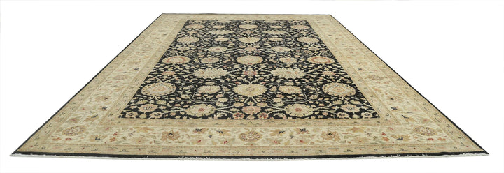 Black Indian Ziegler Rug 11' 9" x 17' 9" Hand-Knotted | No. AT981217