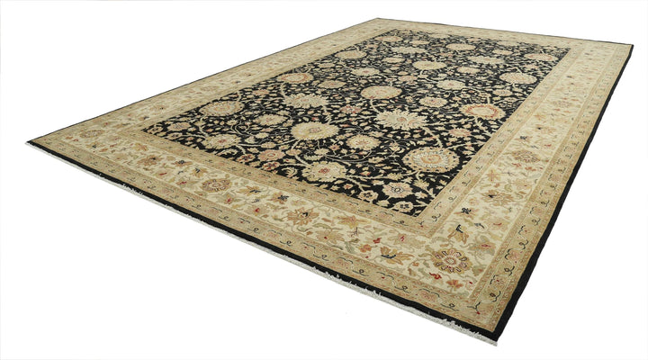Black Indian Ziegler Rug 11' 9" x 17' 9" Hand-Knotted | No. AT981217